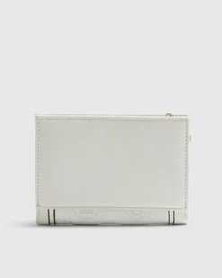 White Quilted Monogram Medium Foldout Purse