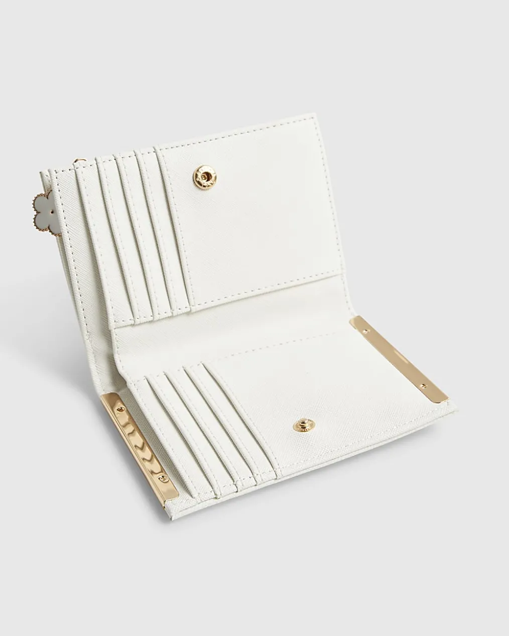 White Quilted Monogram Medium Foldout Purse