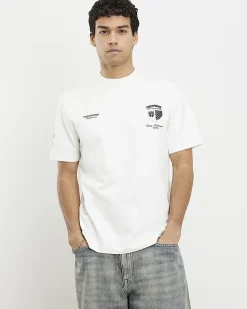White Regular Fit Graphic Crew Neck T-shirt