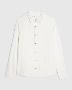 White Regular Fit Linen Blend Shirt
