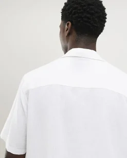 White Regular Fit Linen Blend Revere Shirt