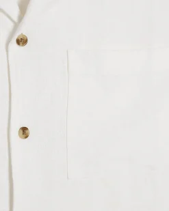 White Regular Fit Linen Blend Revere Shirt