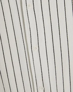 White Regular Fit Pinstripe Cotton Shirt