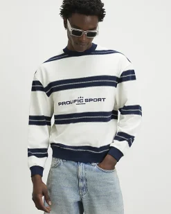 White Regular Fit Prolific Stripe Sweatshirt