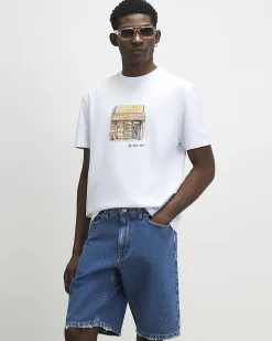 White Regular Fit Shop Front T-Shirt