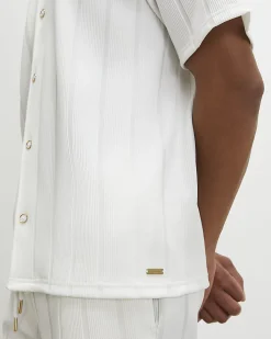 White Regular Fit Stripe Cotton Shirt