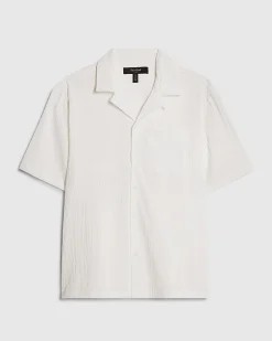 White Regular Fit Textured Short Sleeve Shirt