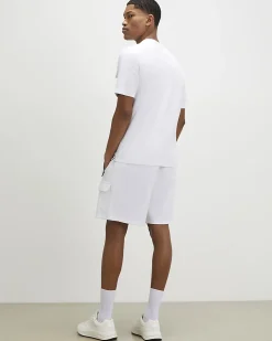 White Regular Fit Textured Cargo Shorts