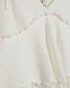 White Rib Ruffle Cami Top