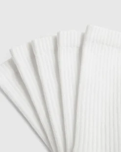 White Ribbed Tube Pack Of 5 Socks