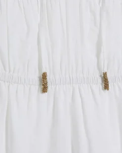 White Ruffle Sleeve Lace Mini Dress
