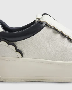 White Scallop Trim Slip On Trainers