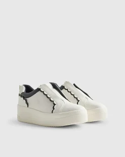 White Scallop Trim Slip On Trainers