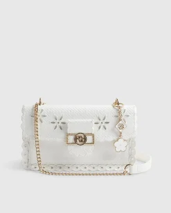 White Scalloped Edge Shoulder Bag