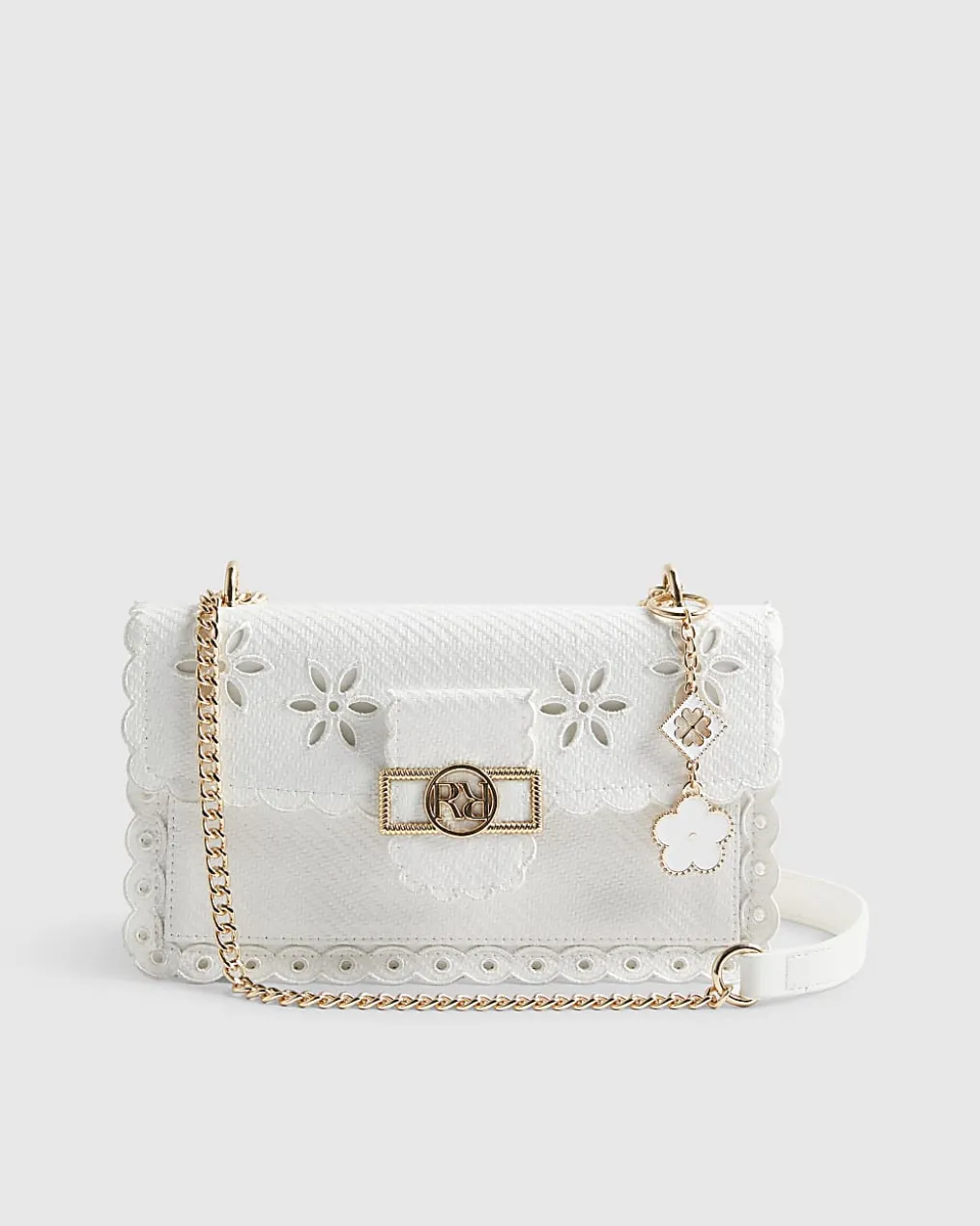 White Scalloped Edge Shoulder Bag