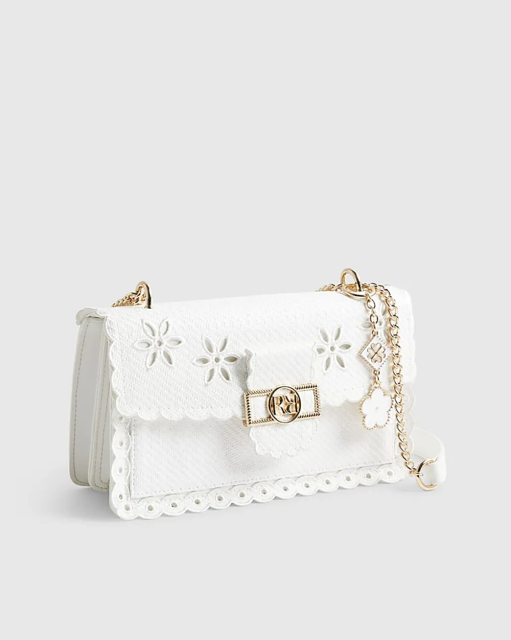 White Scalloped Edge Shoulder Bag