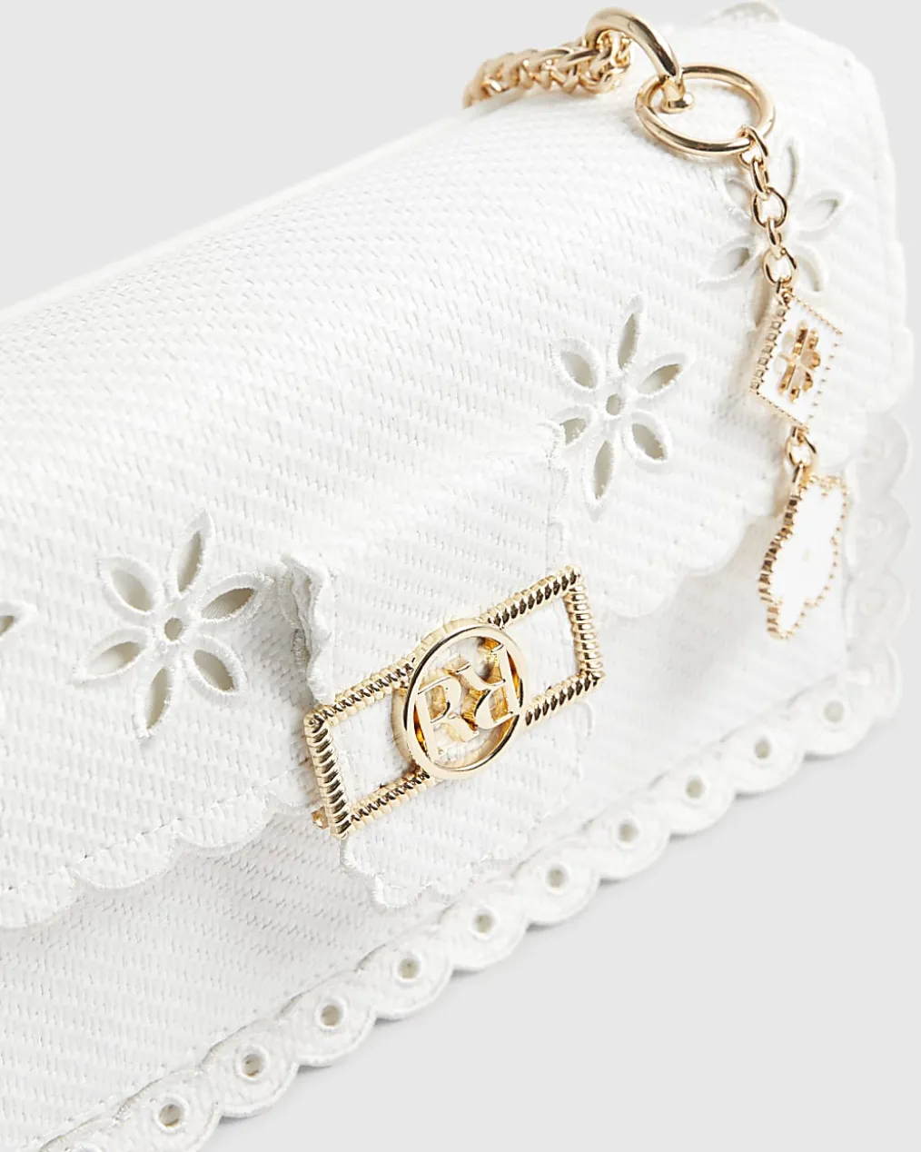 White Scalloped Edge Shoulder Bag