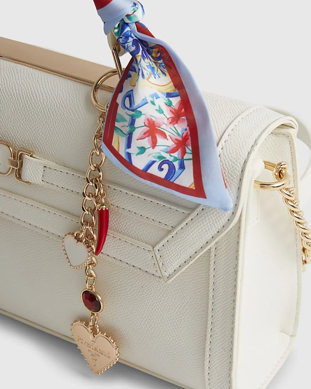 White Scarf Charm Tote Bag