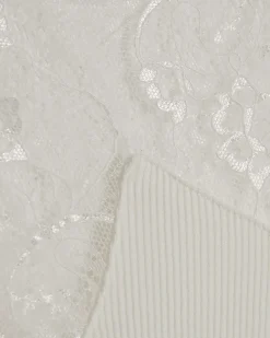 White Short Sleeve Lace Trim Ruched Top