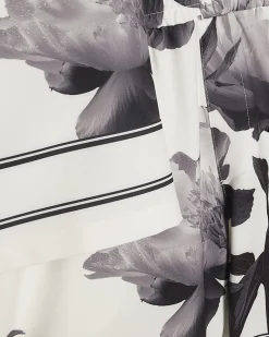 White Short Sleeve Monochrome Floral Shirt