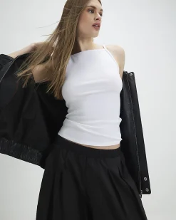 White Sleeveless Cotton Tank Top