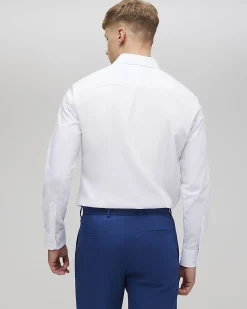 White Slim Fit Contrast Trim Cotton Shirt
