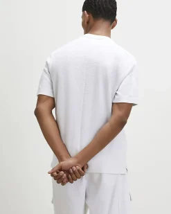 White Slim Fit Cotton Textured Pocket T-Shirt