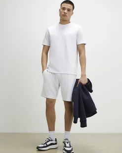 White Slim Fit Cotton T-Shirt And Shorts Set