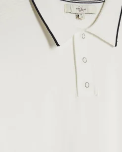 White Slim Fit Knitted Polo Shirt