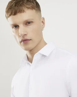 White Slim Fit Long Sleeve Shirt