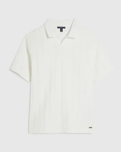 White Slim Fit Ottoman Open Neck Polo Shirt