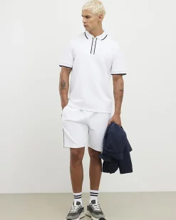 White Slim Fit Polo Shirt and Short Set