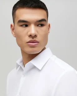 White Slim Fit Premium Cotton Blend Shirt