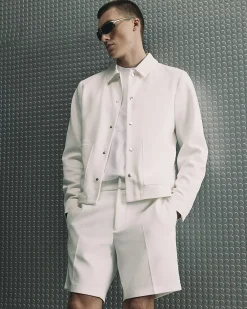 White Slim Fit Textured Overshirt