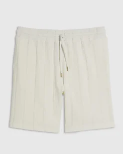 White Slim Fit Textured Stripe Shorts