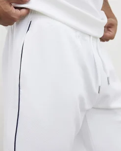 White Slim Fit Textured Tipped Shorts