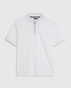 White Slim Fit Textured Tipped Polo Shirt