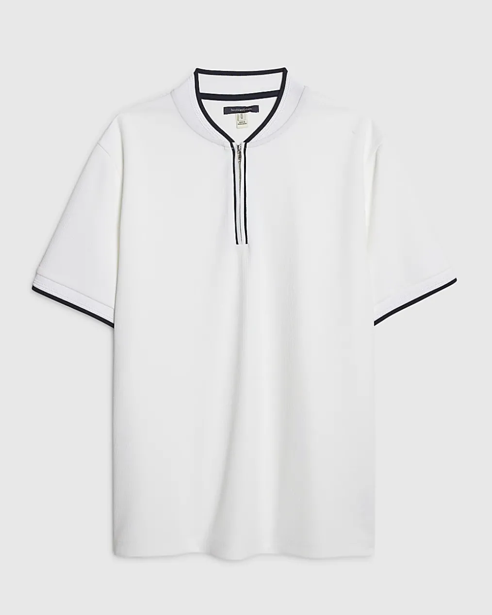 White Slim Fit Tipped Baseball Polo Shirt