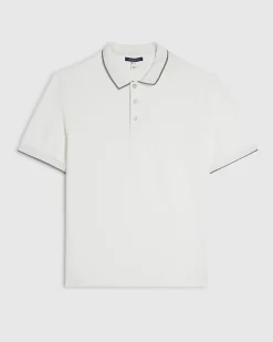 White Slim Fit Tipped Textured Polo Shirt