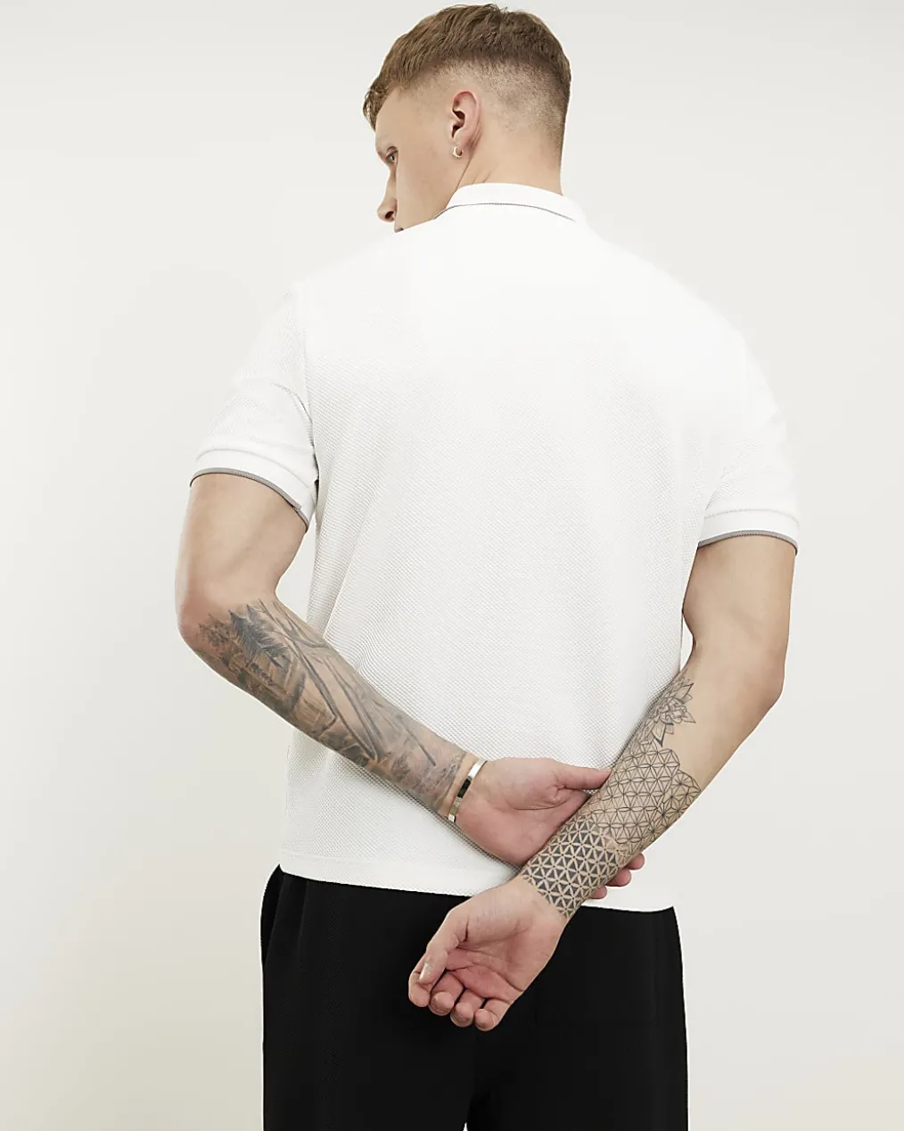 White Slim Fit Tipped Textured Polo Shirt