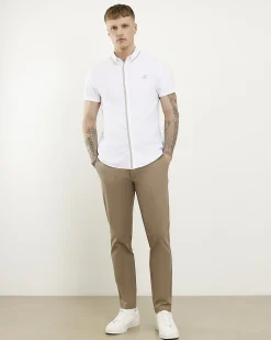 White Stretch Muscle Fit Tipped Shirt
