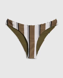 White Stripe High Leg Bikini Bottom