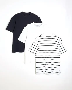 White Stripe Regular Fit T-Shirts 3 Pack