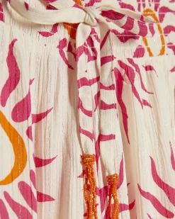White Sun Print Wide Leg Beach Trousers