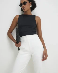 White Tailored Cigarette Trousers