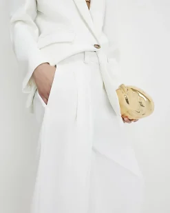 White Tailored Wide Leg Trousers