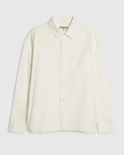 White Textured Cross Hatch Long Sleeve Shirt