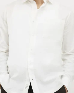 White Textured Cross Hatch Long Sleeve Shirt