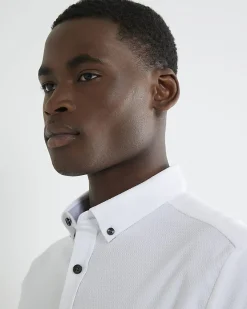White Textured Muscle Fit Short Sleeve Shirt