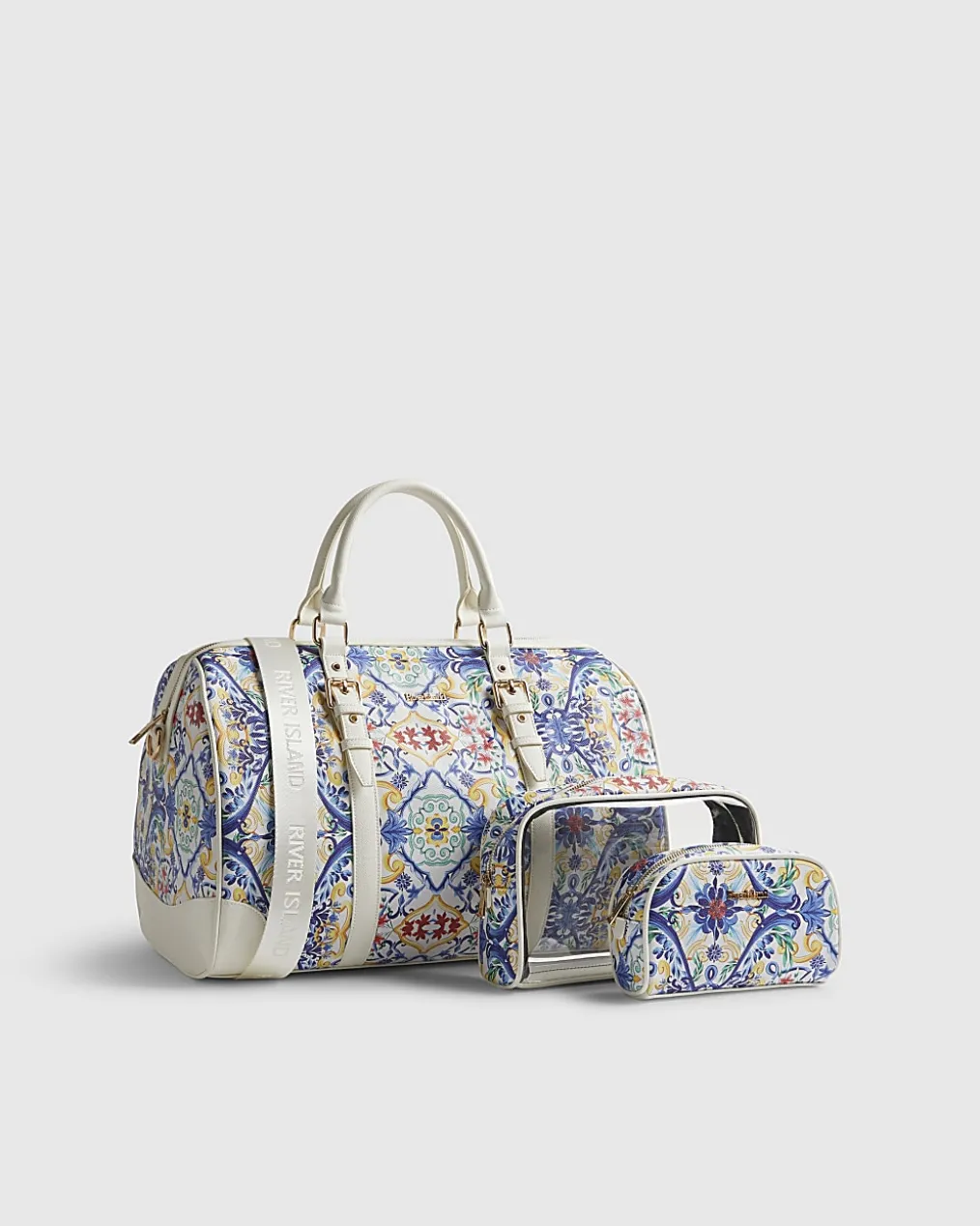 White Tile Print Barrell Bag Bundle